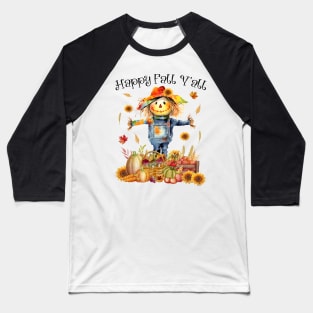 Happy Fall Yall Thanksgiving Halloween Scarecrow Pumpkin Baseball T-Shirt